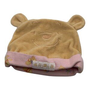 Disney Winnie The Pooh Baby Girls Beanie Hat With Bear Ears & Pink Trim One Size